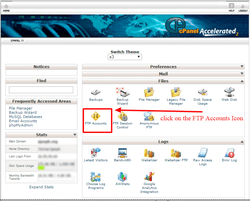 create ftp accounts through cpanel