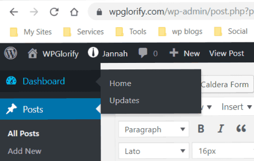 update wordpress menu